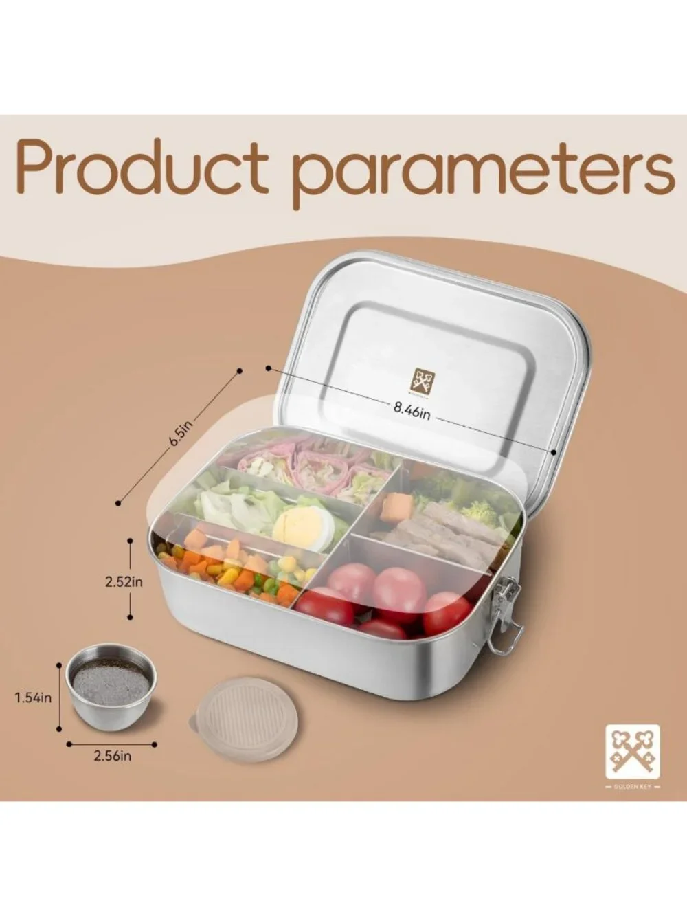 Large Stainless Steel Bento Box - 5 Compartment Eco-Friendly Lunch Container